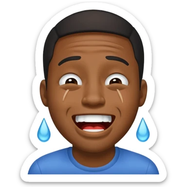 A black guy laughing but visibly annoyed and crying  sticker