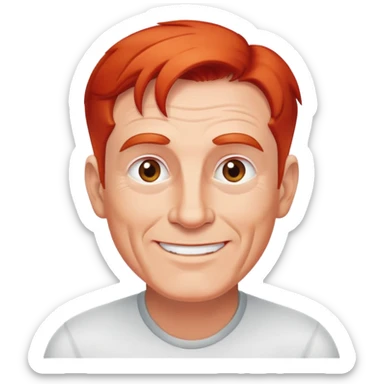 senior athletic white man, receding red hair, cheerful and friendly face sticker