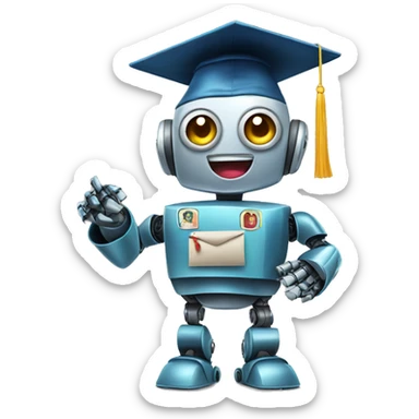 robot graduating high school sticker