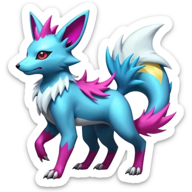 White and magenta divine holy legendary epic ethereal fantasy cyperpunk futuristic feral Zangoose-Manectric-Luxray-Umbreon-Vaporeon-Amaura-Electrike-fusion-creature  sticker