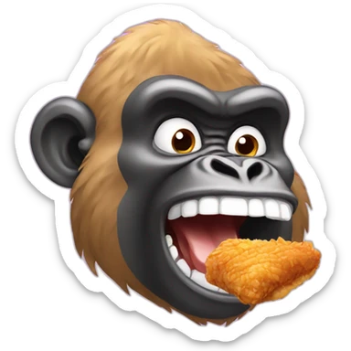 Gorilla with big lips eating fried chicken  sticker