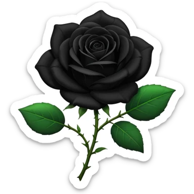 Rosa negra con hojas verdes  sticker