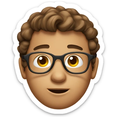 3d emoji, preety boy who thinkng with glasses aviator and brown hair sticker