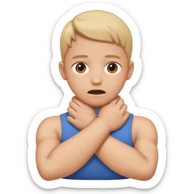 face with arms crossing over neck choking itself sticker