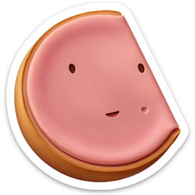 single slice of pink bologna, plain, no background, emoji style sticker