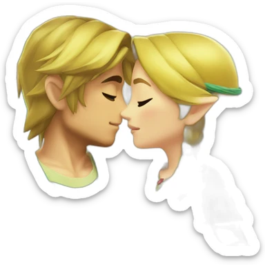 Zelda and link kiss love with beach clothes sticker