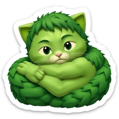 Incredible Hulk curled up like a small cute kitten, lying down, eyes closed, sleeping sticker