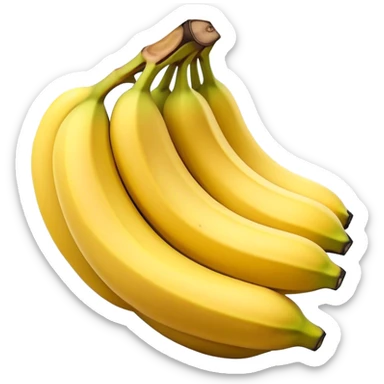 Cinematic bright yellow bananas, smooth peel with gentle curves, slightly ripened, stacked in a charming bunch, warm glowing background, soft and inviting. sticker
