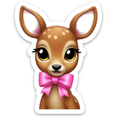 Baby deer with pink bow sticker