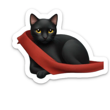 A black cat with a red bandana clawing at a blue sofa sticker