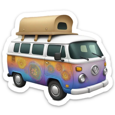 traveling 3d hippie van sticker