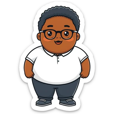 A fat black Boy with glasses who say : Arham is black! sticker