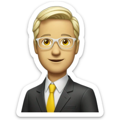 white man with yellow tinted glasses wearing a suit  sticker