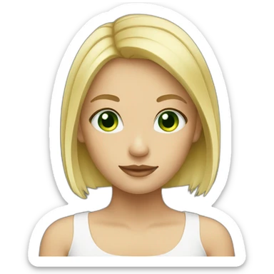 blond Crop Cut hair girl with green eyes sticker