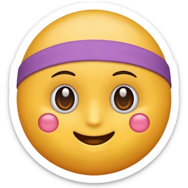 maak en emoji die moe is door het sporten het heeft een tennis band op zijn hoofd en hij is super moe  sticker