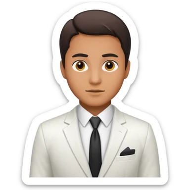 businessman, tan skin, black eyes, white suit sticker