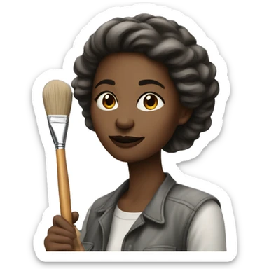 artist woman with paint brush sticker