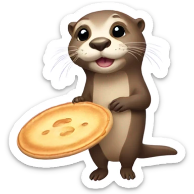 Otter holding a pancake  sticker