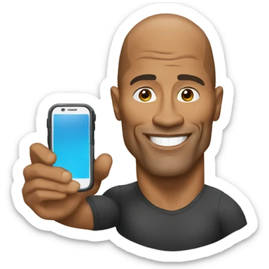 dwayne johnson with a mobile phone sticker