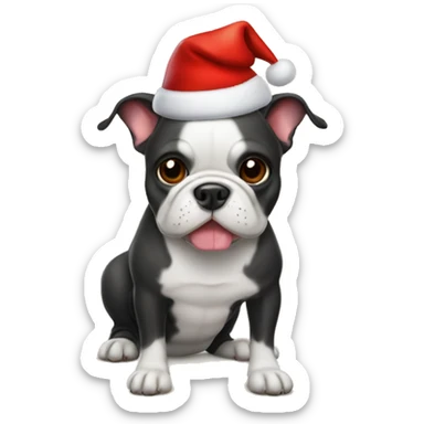 French bull dog wearing a Christmas hat  sticker