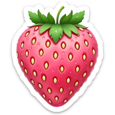 Pink strawberry with hearts as seeds sticker