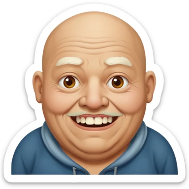 Fat homeless old bald man with missing teeth sticker