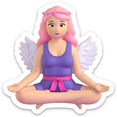 woman with long blonde hair as an angel meditating with pink hair accessories sticker