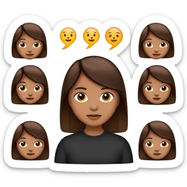 Make an emoji with medium straight dark brown hair sticker