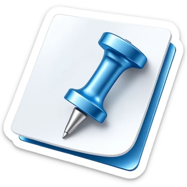 A blue pushpin attaching a note or piece of paper. Minimalist, modern style with clean lines sticker