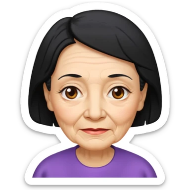 Old Lady 44 age black hair light skin sticker