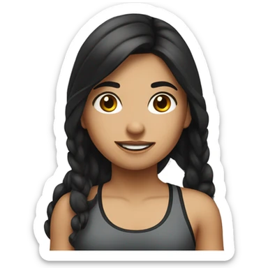 Hispanic girl with long black hair at the gym  sticker