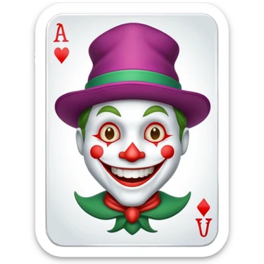 poker card with a funny jolly joker sticker