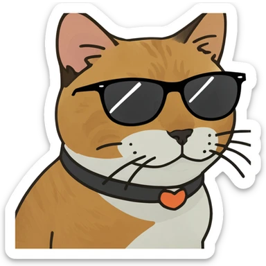 Cat with sunglasses sticker