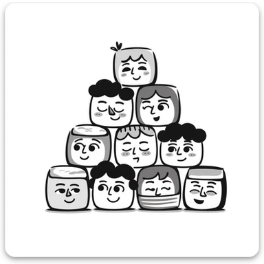 Several colorful toy blocks with different expressions stacked together sticker