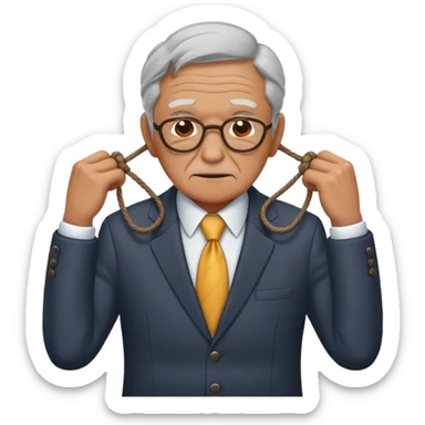 An old man in a suit with his hands tied up  sticker