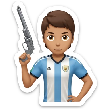 haz un turro con una biszera para atras y con un arma remera argentina pero arma de fuego que tenga un revolver  solo sticker