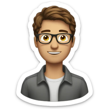 brown-haired man wearing glasses who is not able to get a key into a lock sticker