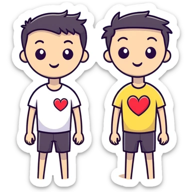 Heart eyes guys at the beach sticker