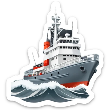 Russian marine geology research vessel in stormy rough seas with large waves sticker