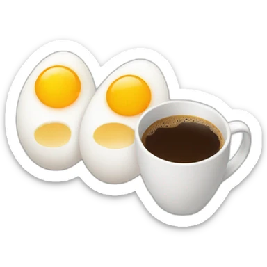 two eggs with feet having coffee sticker