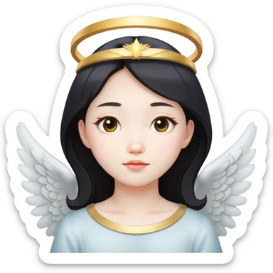 Asian girl with angel halo sticker