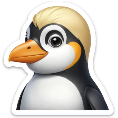 Pingüino con cabello rubio sticker