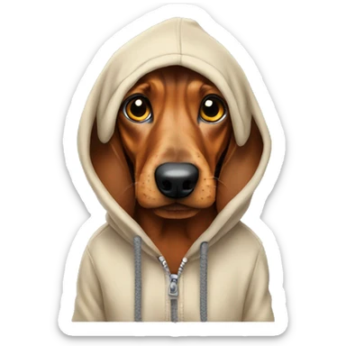 Teckel dog wearing a hoodie sticker