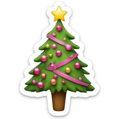 Christmas tree wi pink decoration  sticker