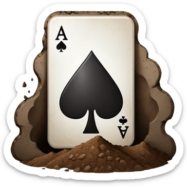ace of spades card going into a hole of dirt in the ground sticker