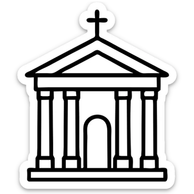 stylized facade of Vilnius Cathedral, Discord role icon, light colors, no text, minimalist design sticker
