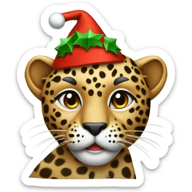 Leopard with Christmas hat sticker