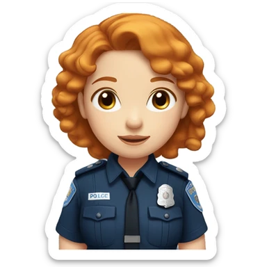 face of ginger girl police officer teen cute blue uniform  policia badge brown eyes sticker