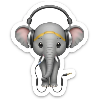 baby elephant with headphone sticker