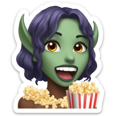 Meru the succubus eating popcorn sticker